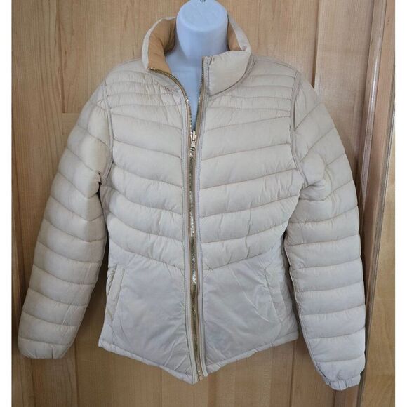 Reversible Womens Puffer Coat L Snobbish Collection Beige Cream cottagecore boho - Picture 4 of 8